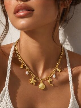 18K Gold Plated Ocean Charm Necklace